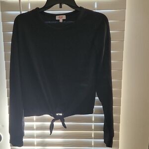 Black Tie-Front Crop Top